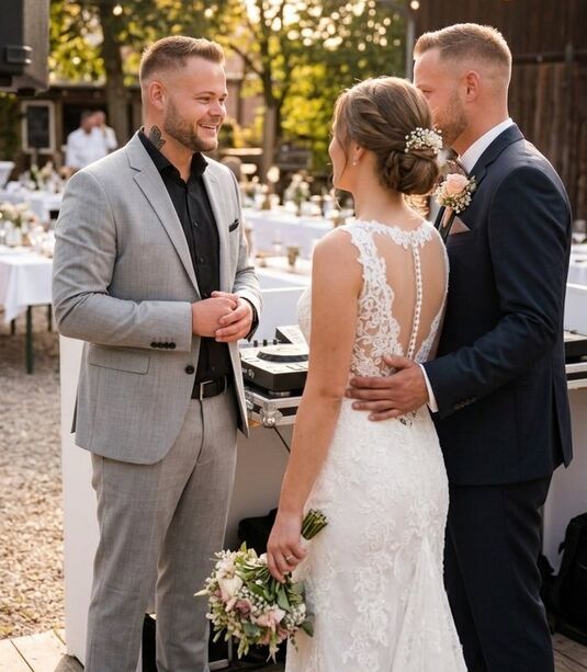 Ankommen des Hochzeitspaares bei der Feier in Siegen, empfangen von Hochzeit DJ Siegen DJ Quake